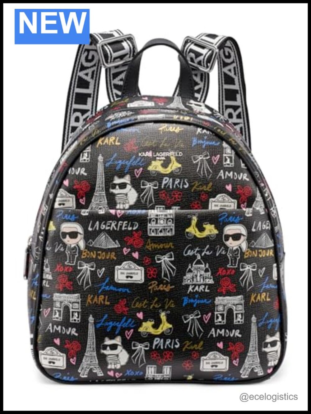 Vintage Paris Skyline Backpack - PVC Hard Shell Travel Daypack
